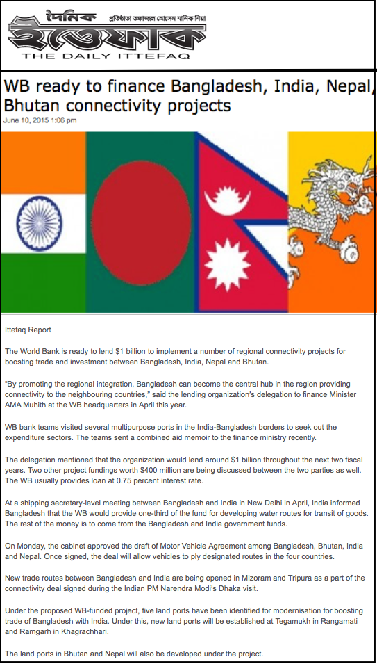 WB ready to finance Bangladesh, India, Nepal, Bhutan connectivity projects
